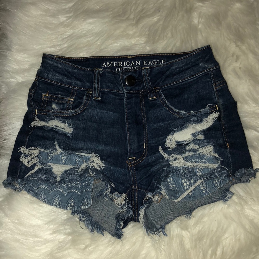 High waisted distressed shorts